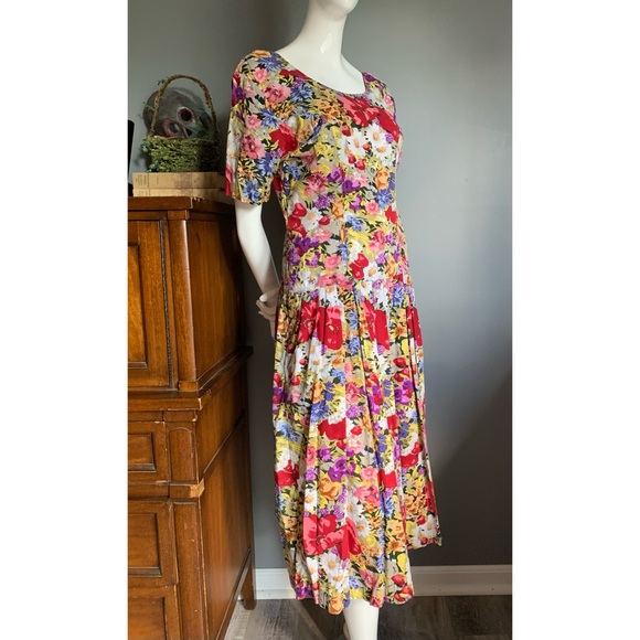 vintage 90s Bramble Lane : floral cotton dress - Picture 2 of 14